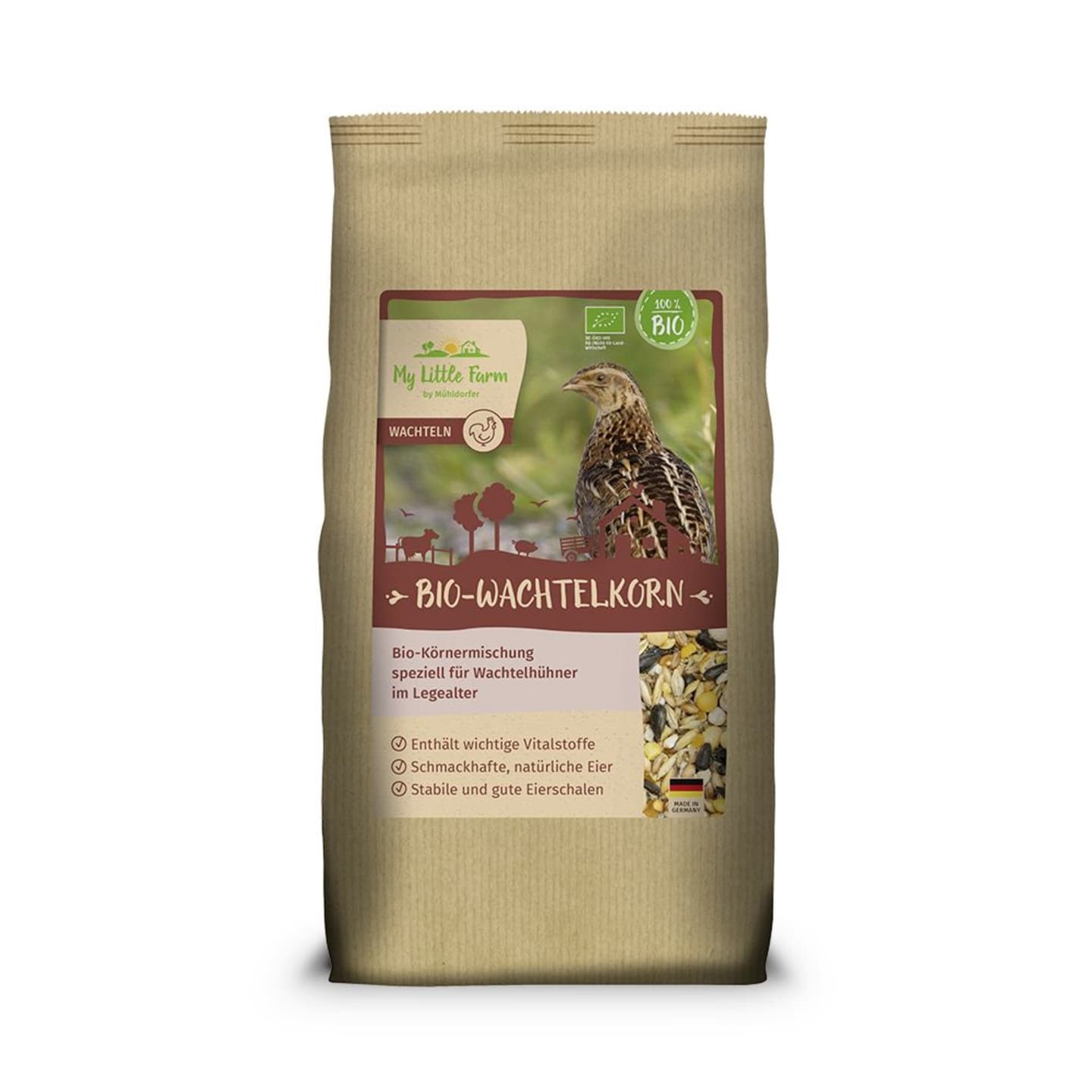 My Little Farm Bio-Wachtelkorn 2 kg Beutel für Wachteln Körner