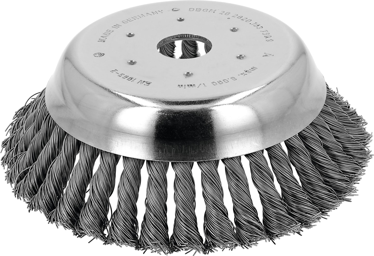 Wildkrautbürste 36 Stahldrahtzöpfe, kegelförmig, Ø 180 mm, Bohrung 25,4 mm, für die Wildkrautentfernung mit einer Motorsense