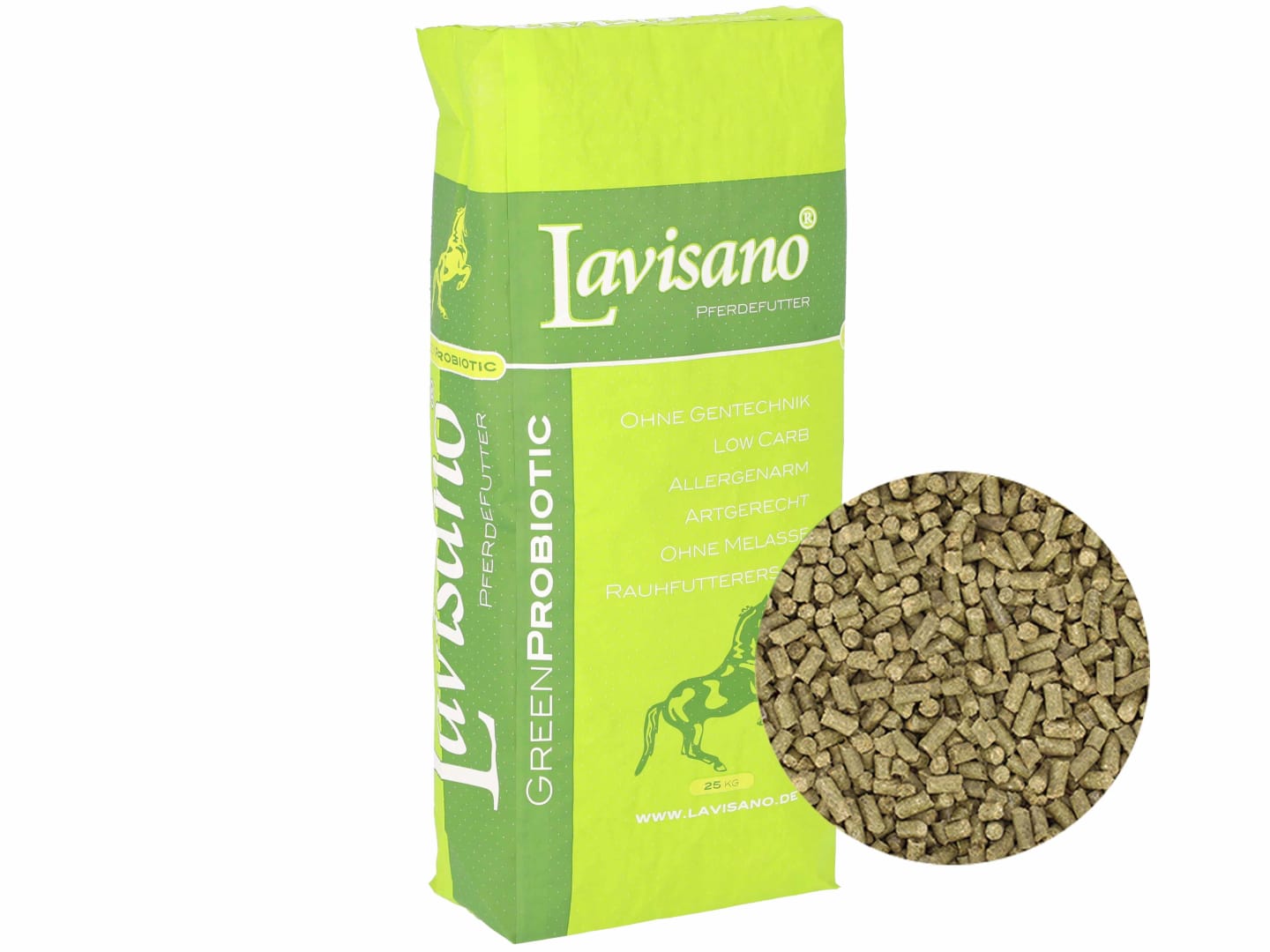 Lavisano® GreenProbiotic mit probiotisch wirksamer Rohfaser für Pferde 25 kg Sack