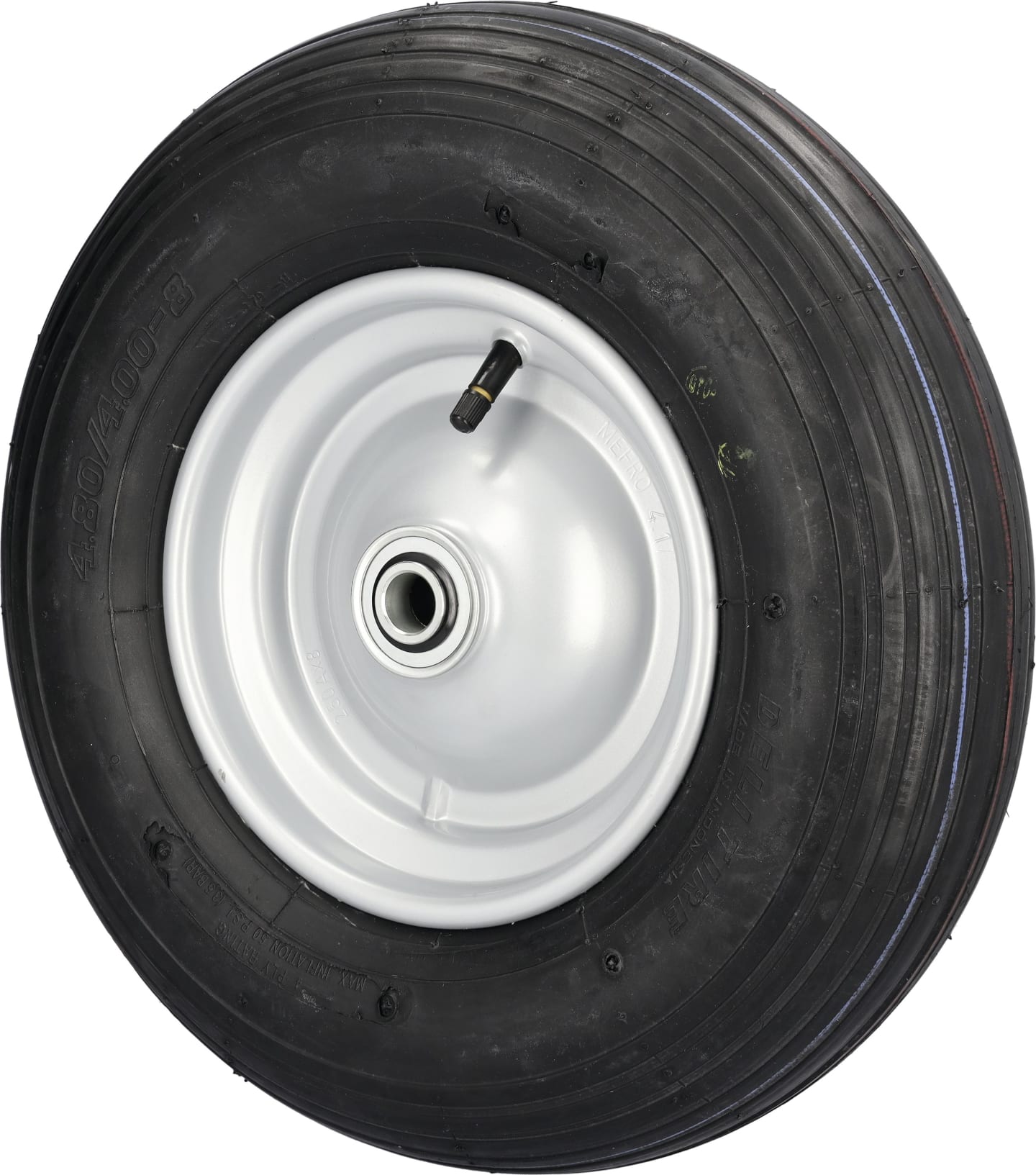 mefro Komplettrad 400x100, 4.80/4.00 - 8 Rille 4 PR, Nabe 90 x 20 mm, Rillen-Kugellager, 10105020