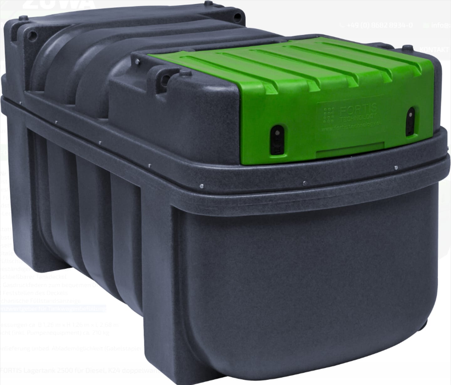 ZUWA FORTIS Lagertank K24 für Diesel 2.000 l Lagertank, Dieseltank, Kunststofftank