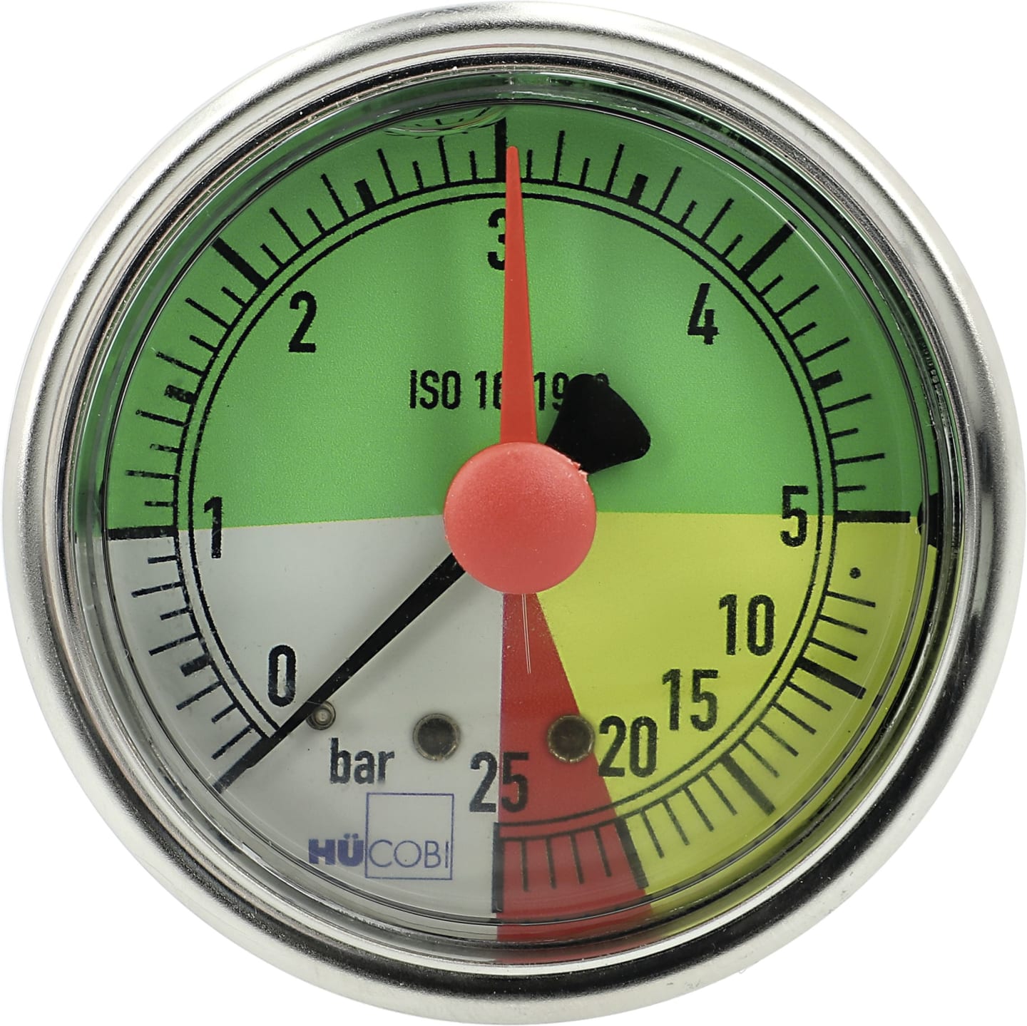 Hücobi Glyzerin-Manometer, Anschluss 1/4" hinten, 0 bis 25 bar, nicht flüssigdüngerfest, 8121 006025