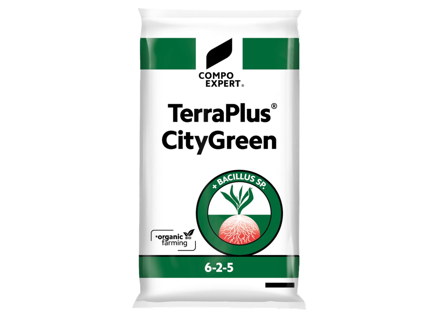 COMPO EXPERT TerraPlus® City Green organischer NPK-Dünger 6-2-5 mit Bacillus subtilis, Selektion E4-CDX® 20 kg Sack Granulat