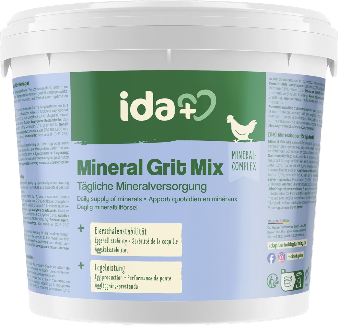 ida plus® Ergänzungsfuttermittel "Mineral Grit Mix" 5 kg für Hühner; Küken; Wachteln; Geflügel, 73190