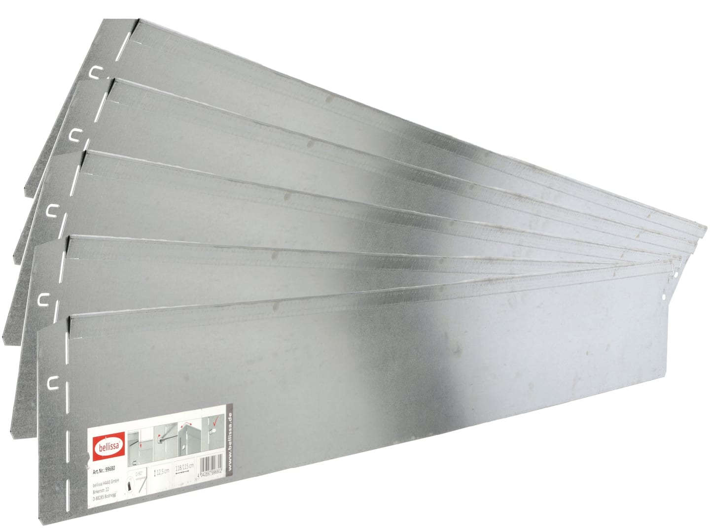 bellissa VK-Set Rasenkante Metall silber 118 x 12,45 cm bestehend aus 5-20 Stck. a. 118 cm, Nutzlänge 5,75-23 m
