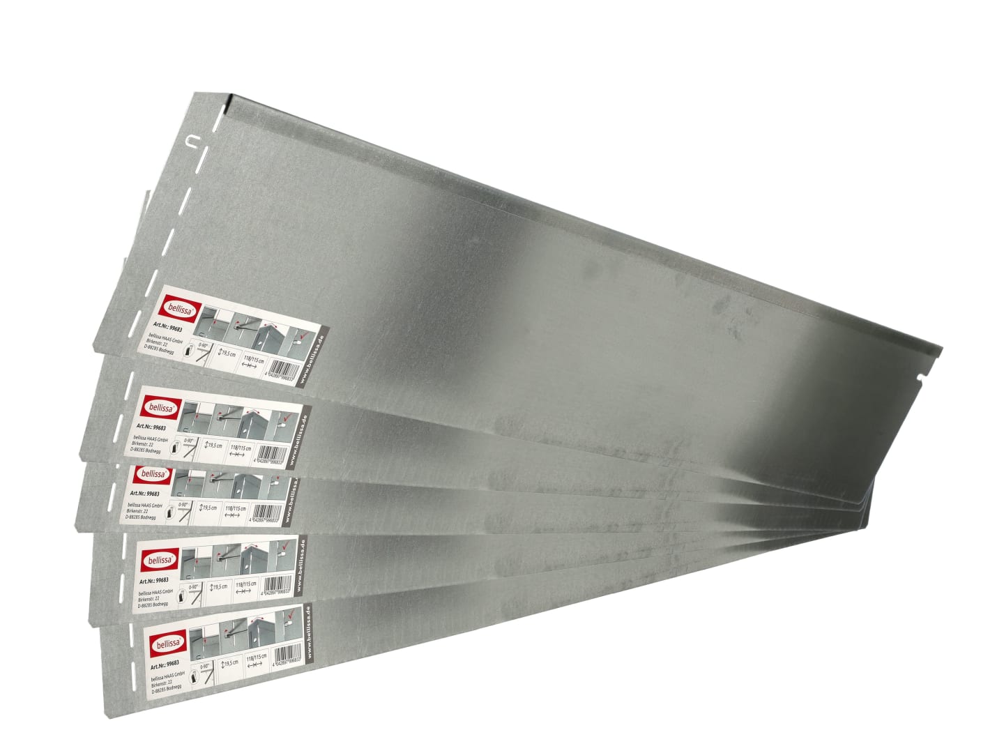 bellissa VK-Set Rasenkante Metall silber 118 x 19,5 cm bestehend aus 5-20 Stck. a. 118 cm, Nutzlänge 5,75-23 m