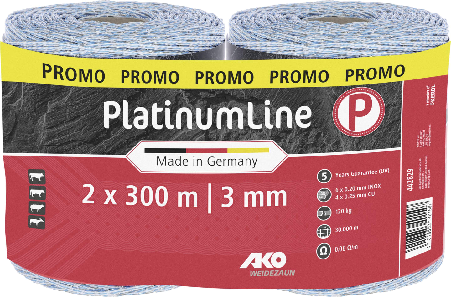 Ako Litze "PlatinumLine" 600 m, weiß; blau, Ø 3,0 mm, 442829