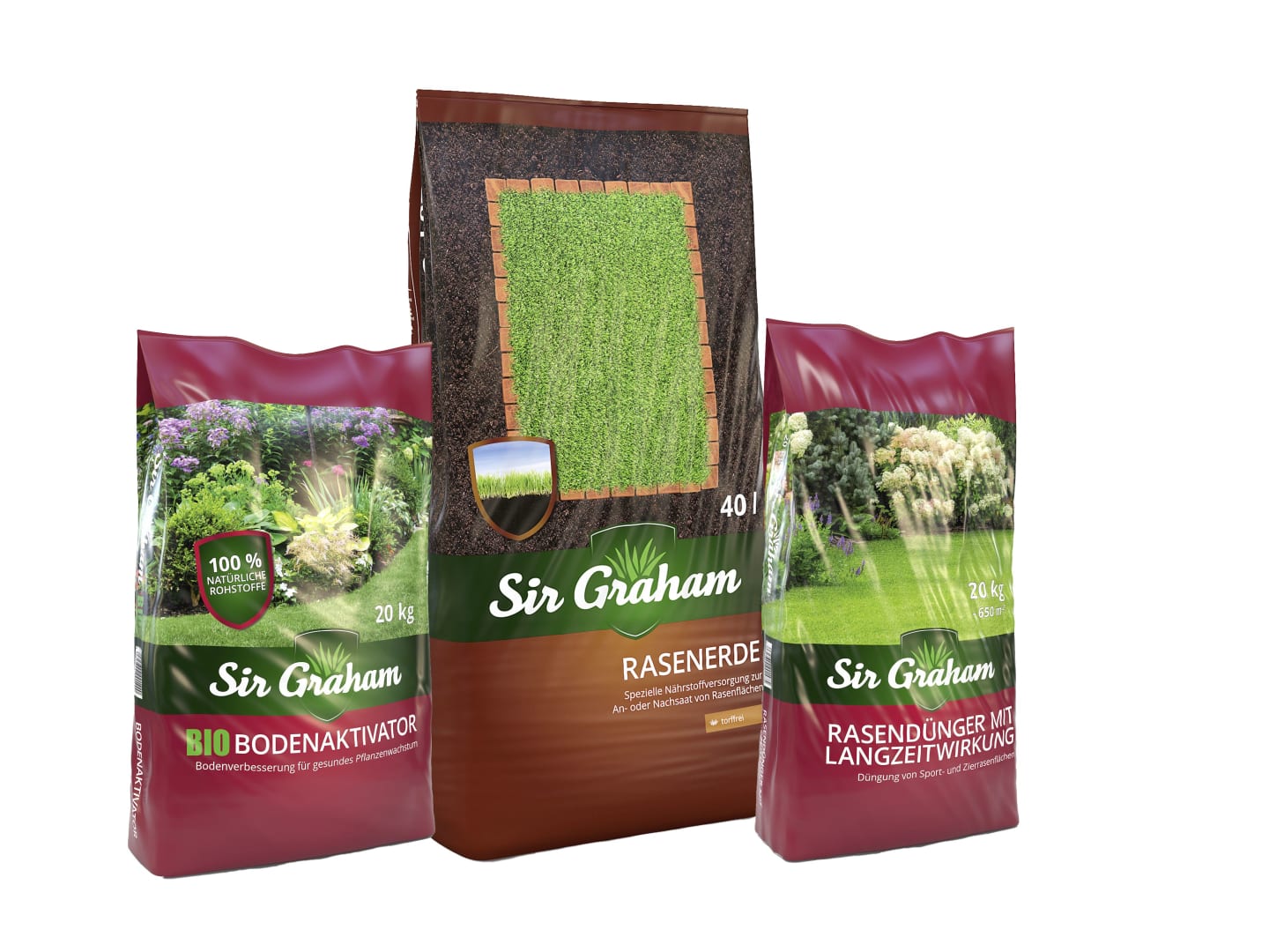 Sir Graham VK-Set-Rasenpflege ca. 1000 m² (Erde/Bodenaktivator/LZW-Dünger)