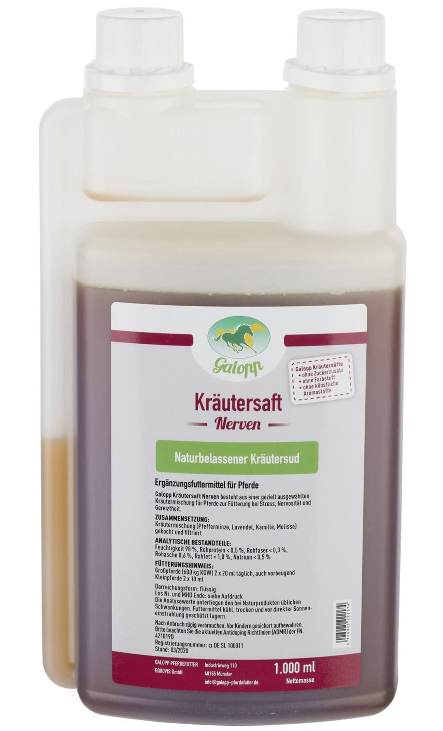 Galopp Kräutersaft Nerven mit Lavendel und Melisse 1 l Flasche