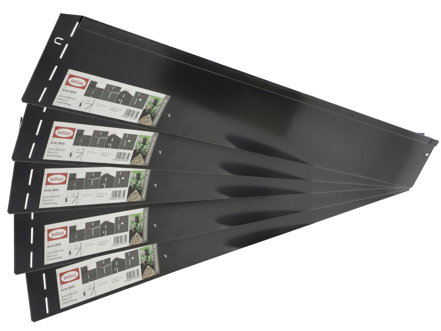 bellissa VK-Set Rasenkante Metall anthrazit 118 x 12,5 cm bestehend aus 5-20 Stck. a. 118 cm, Nutzlänge 5,75-23 m