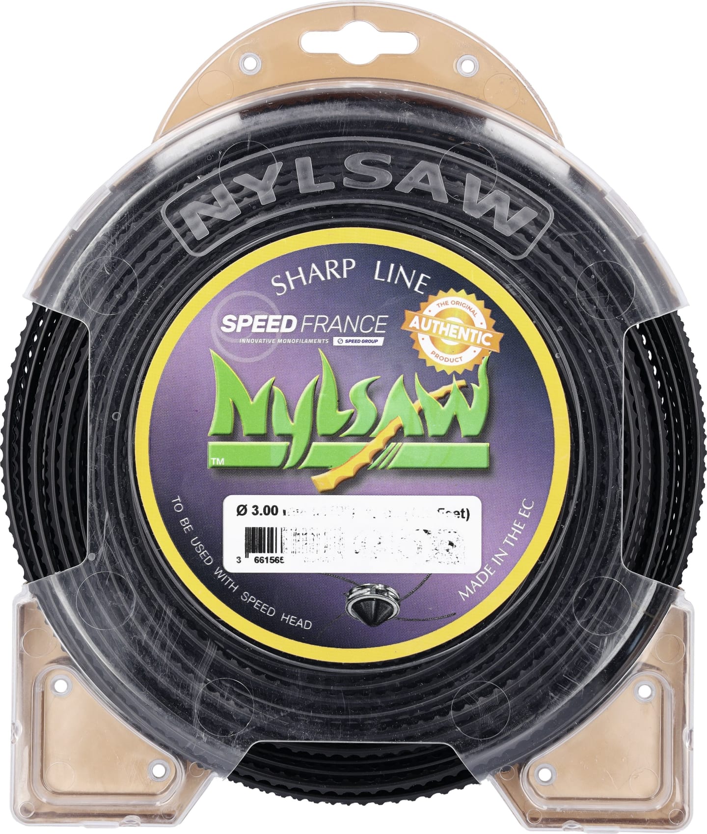 Mähfaden "Nylsaw" 4-Kant, gezahnt, schwarz, Donut