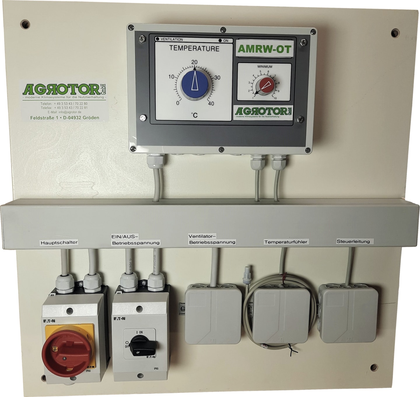 Steuertafel "AMRW-OT" für Deckenventilator "Hurricane" zur stufenlosen, automatischen und temperaturabhängigen Drehzahlregelung