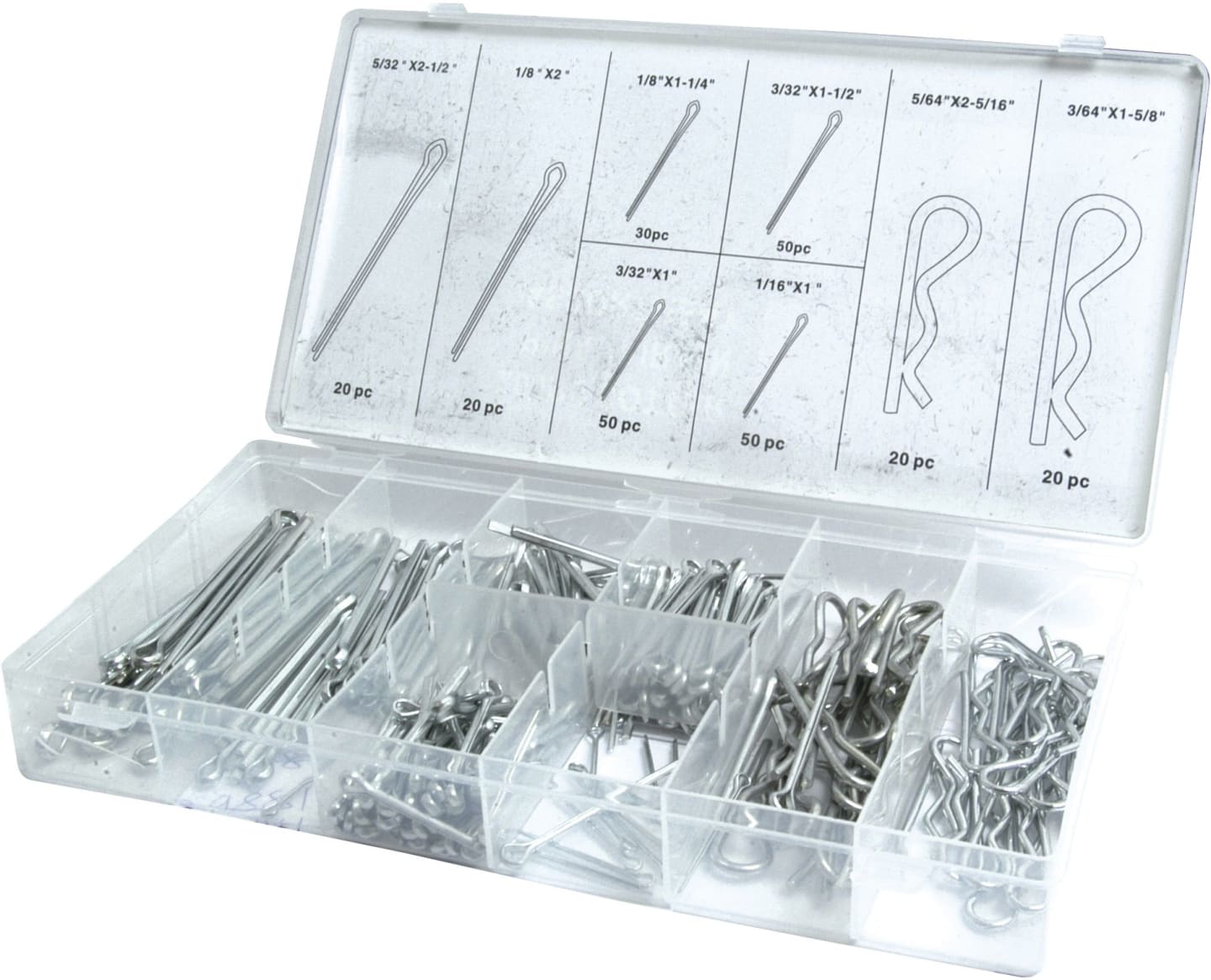 Eisensplinte- und Federstecker-Sortimente zöllig, 260 St.