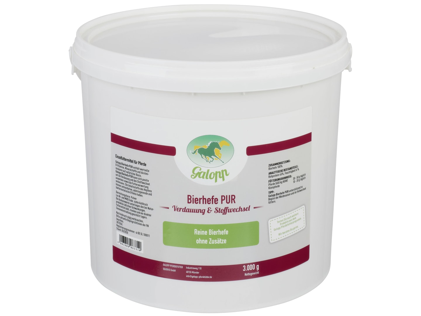Galopp Bierhefe PUR getreidefreies Zusatzfutter mit natürlichen B-Vitaminen 3 kg Eimer