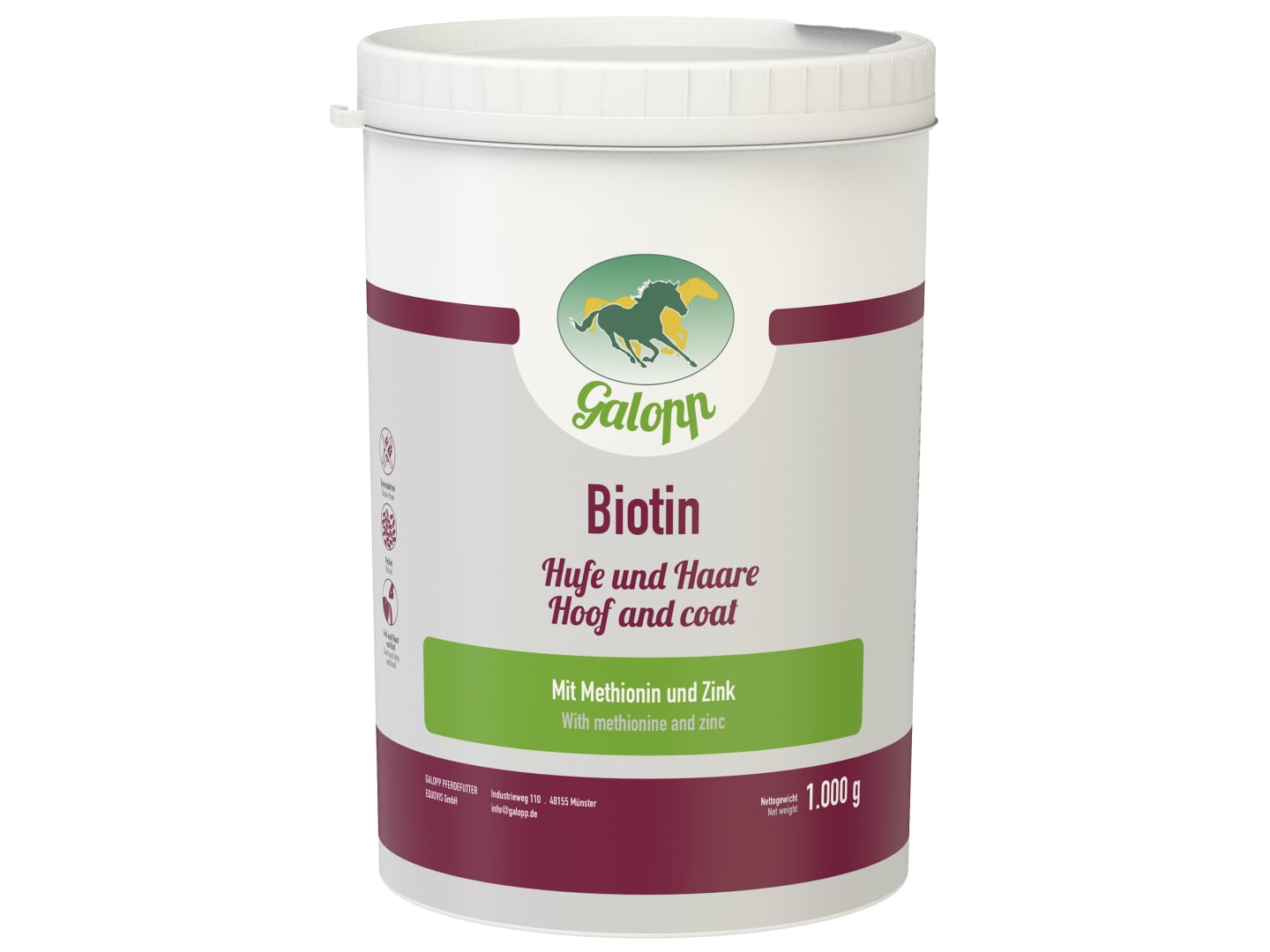 Galopp Biotin mit Nährstoffen für Hufe und Fell 1 kg Dose