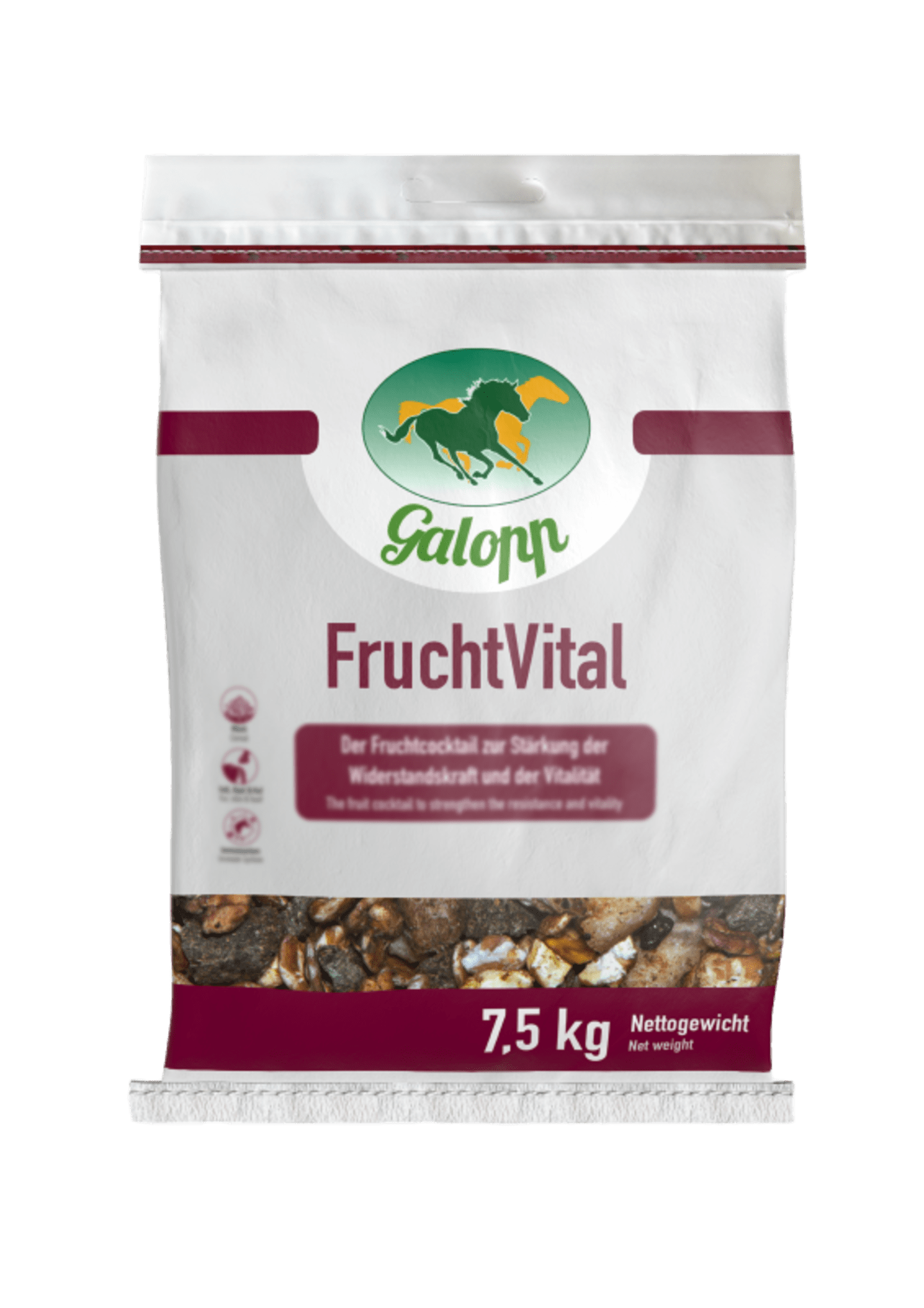 Galopp FruchtVital 7,5 kg Sack haferfreies Fruchtmüsli mit Obst für Pferde Müsli