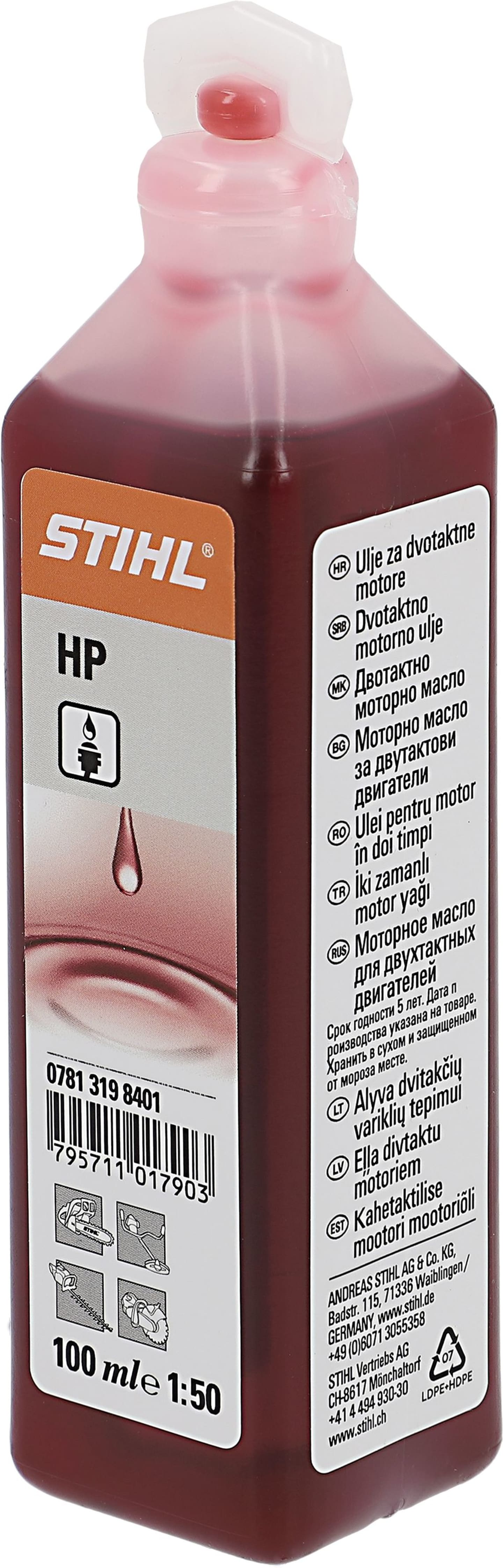 STIHL 2-Takt-Öl "HP", 1:50, mineralisch, 0,1 l Flasche, 0781 319 8401