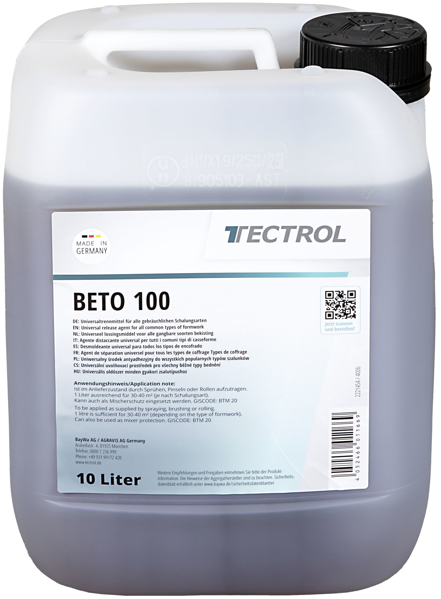 TECTROL BETO 100 Schalöl, Formöl, Beton-Trennmittel, mineralisch