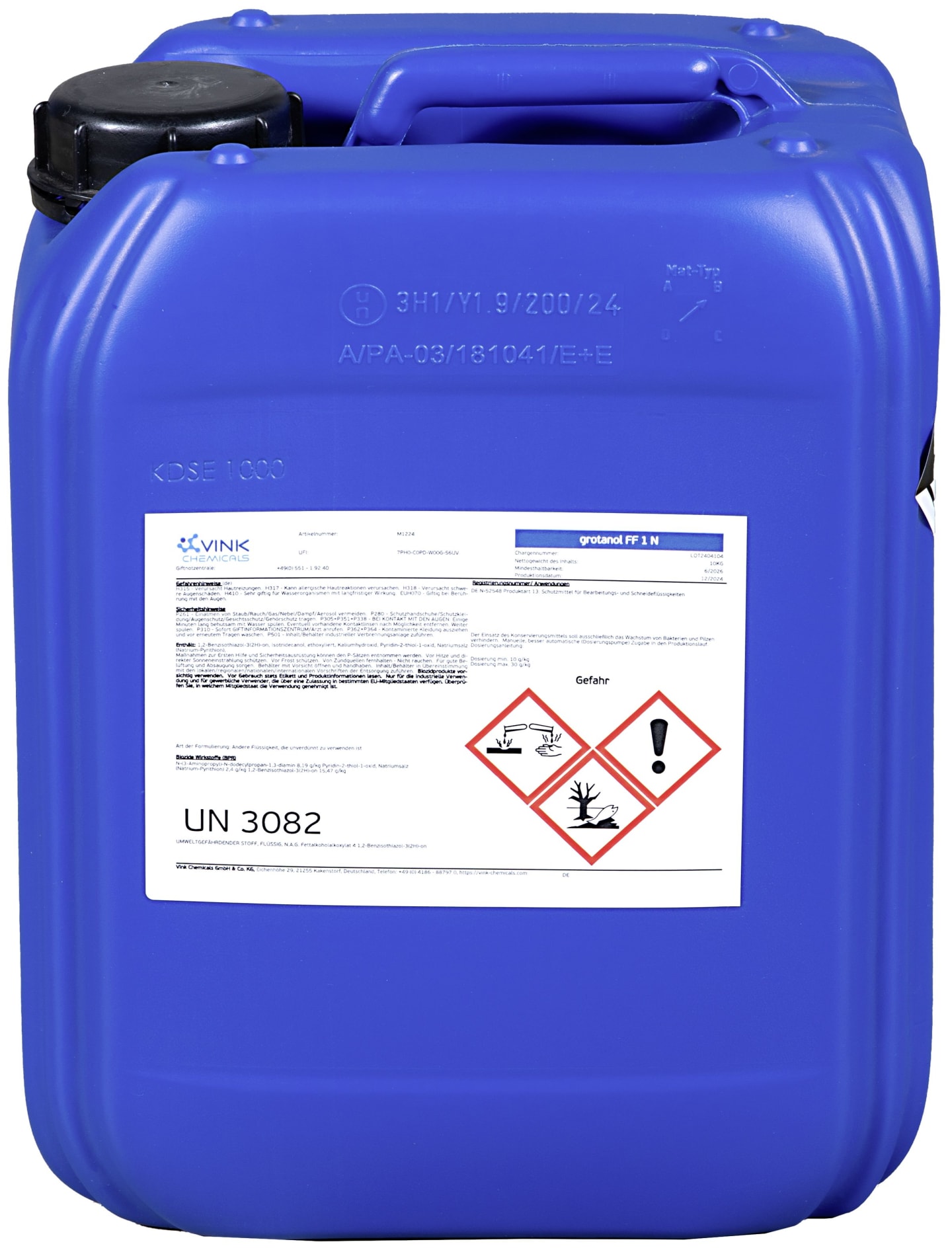 GROTANOL® FF1 N 10 kg Kanister Mikrobiozider Systemreiniger Industriereiniger