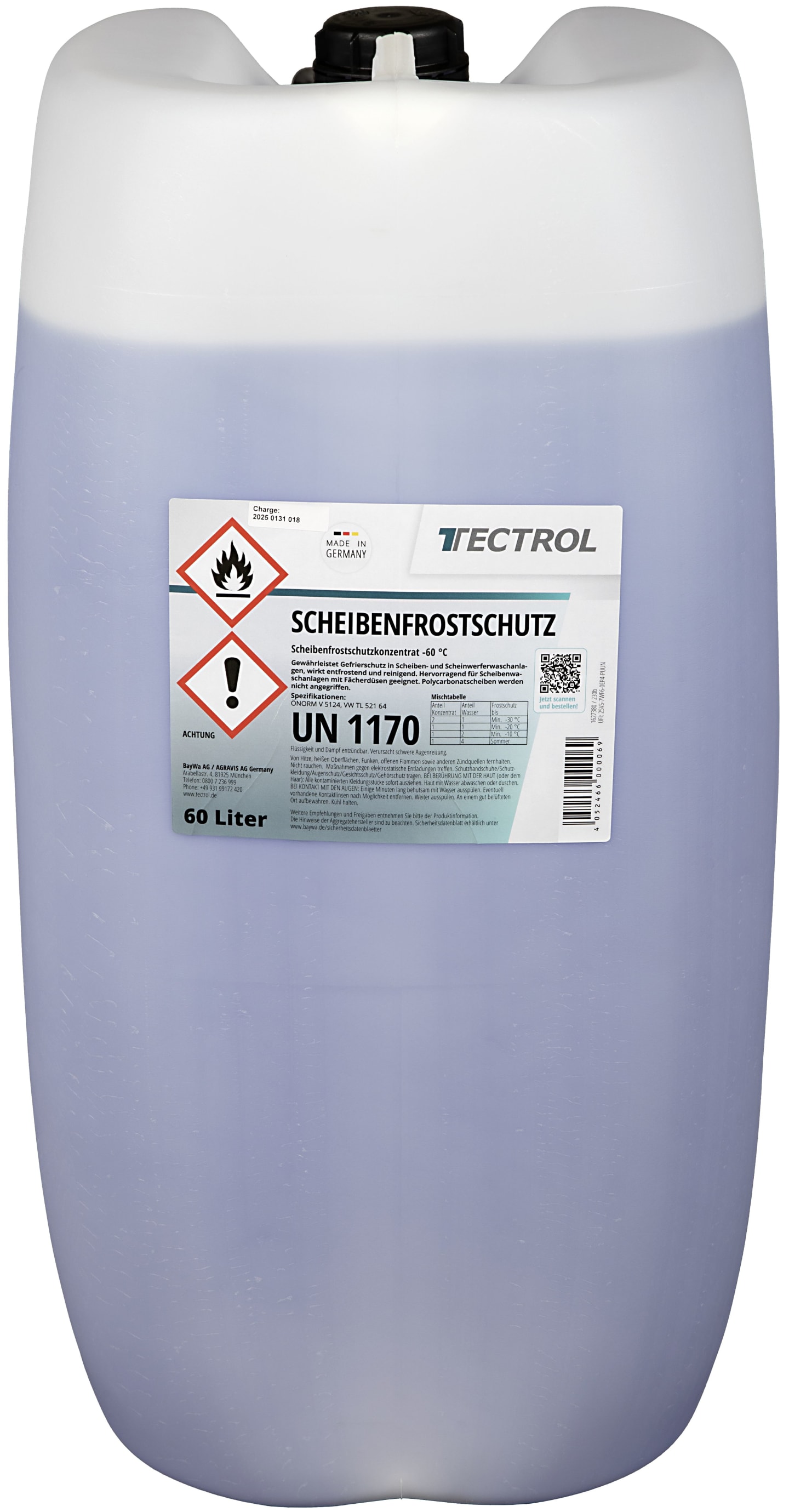 TECTROL SCHEIBENFROSTSCHUTZ Scheibenfrostschutzkonzentrat -60 °C, Scheibenwischwasser, Scheibenreiniger