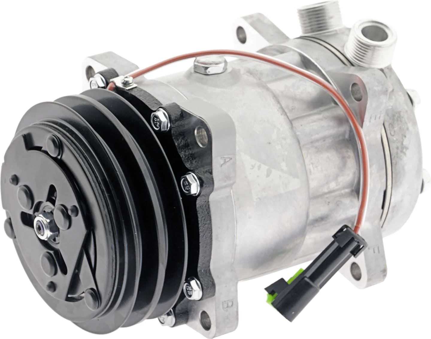 Klimakompressor 12 V mit Riemenscheibe Ø 125 mm, 2 Rippen, für Traktor Case IH, Ford New Holland, 852159N