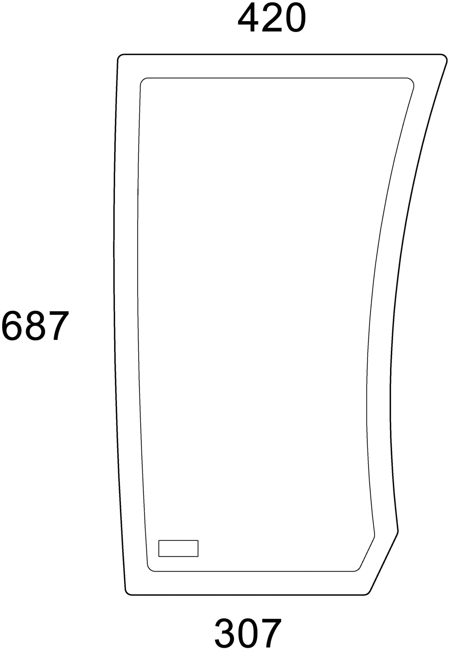 Frontscheibe grün, unten rechts, Siebdruck, geklebt, für Traktor Deutz-Fahr Agrotron K, Lamborghini R 6