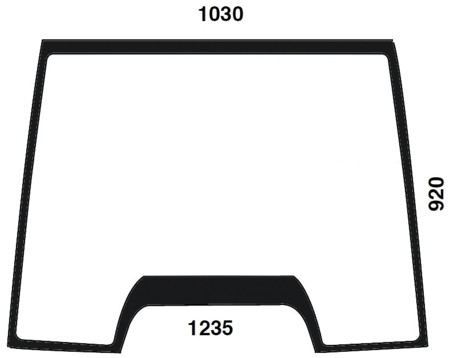 Frontscheibe grün, Siebdruck, geklebt, für Traktor Case IH CS, CVX; New Holland TVT; Steyr
