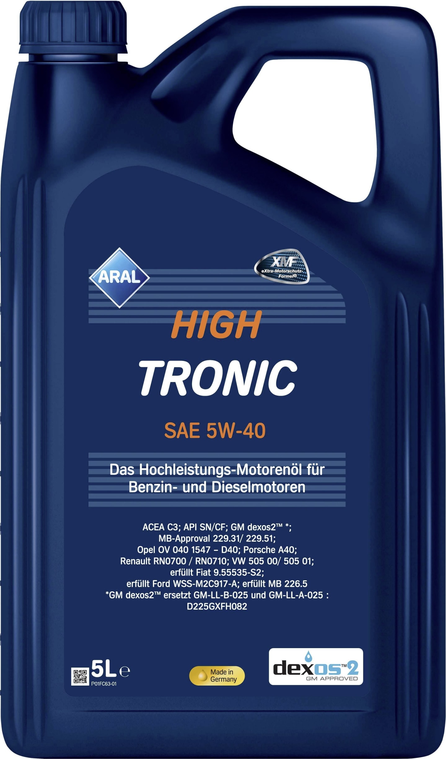 Aral HighTronic 5W-40 SAE 5W-40 Motoröl, Leichtlauföl, High Performer, PKW, SAE 5W-40