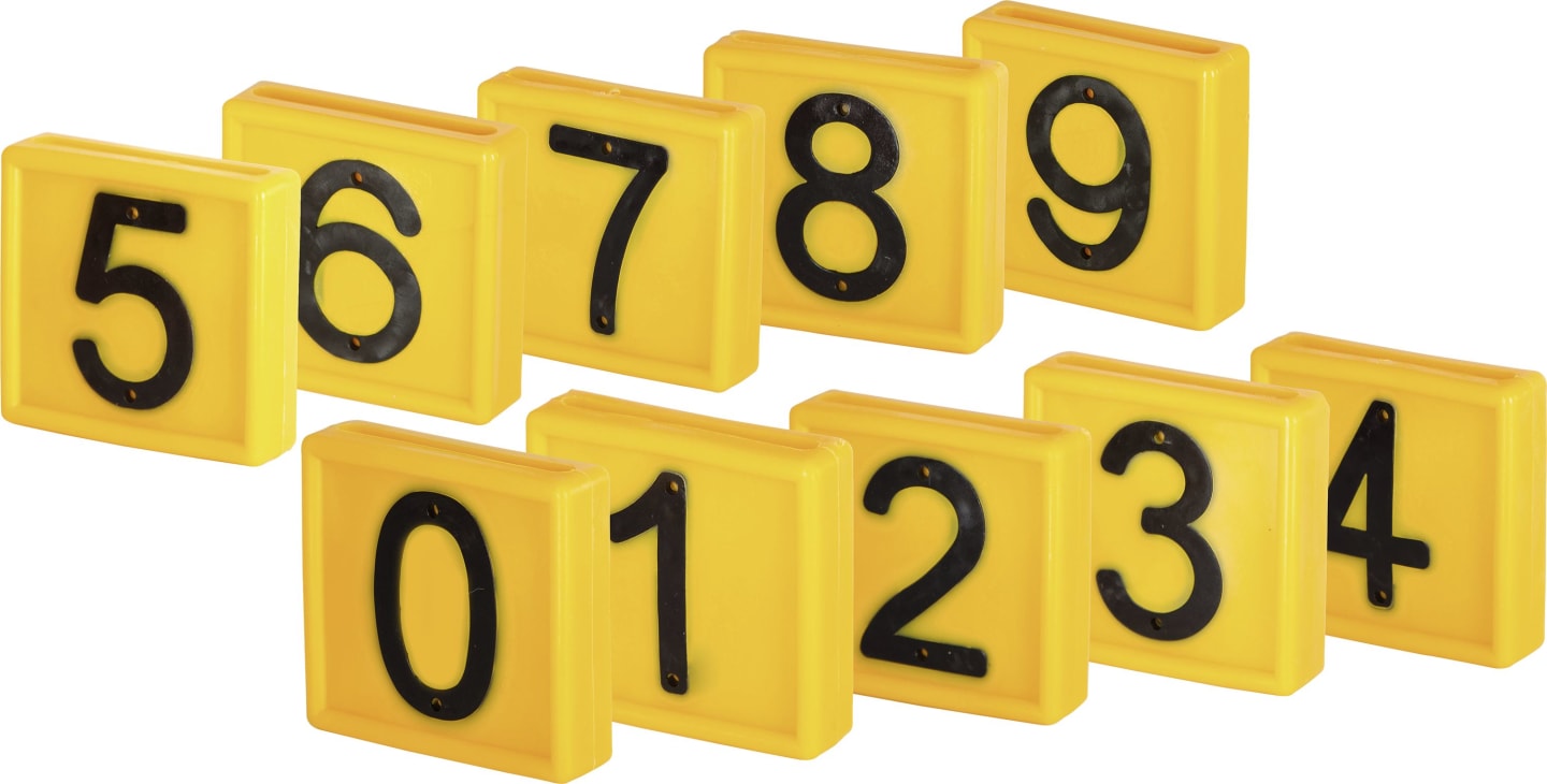 KERBL Halsbandnummer "Set 0 – 9", gelb, Kunststoff, 10 St. für Halsmarkierungsbänder bis 4 cm Breite, 207489