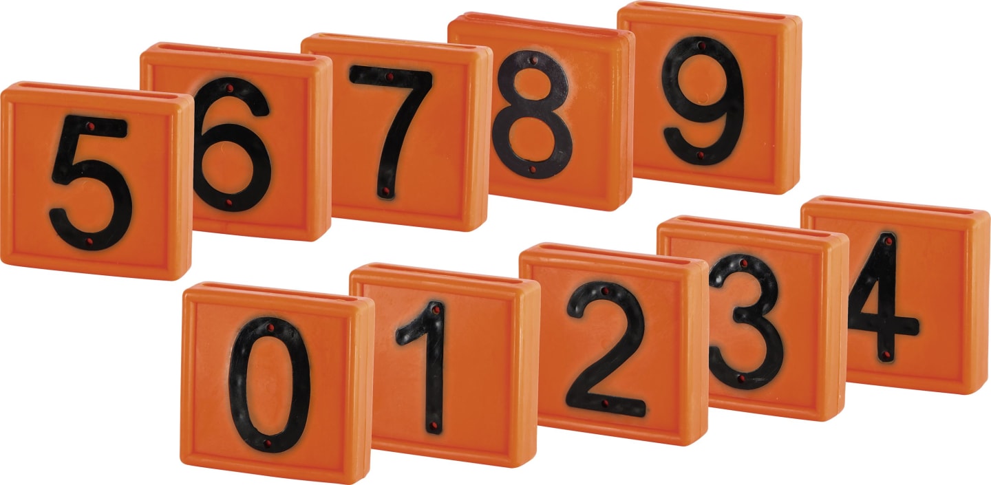 KERBL Halsbandnummer "Set 0 – 9", orange, Kunststoff, 10 St. für Halsmarkierungsbänder bis 4 cm Breite, 207469