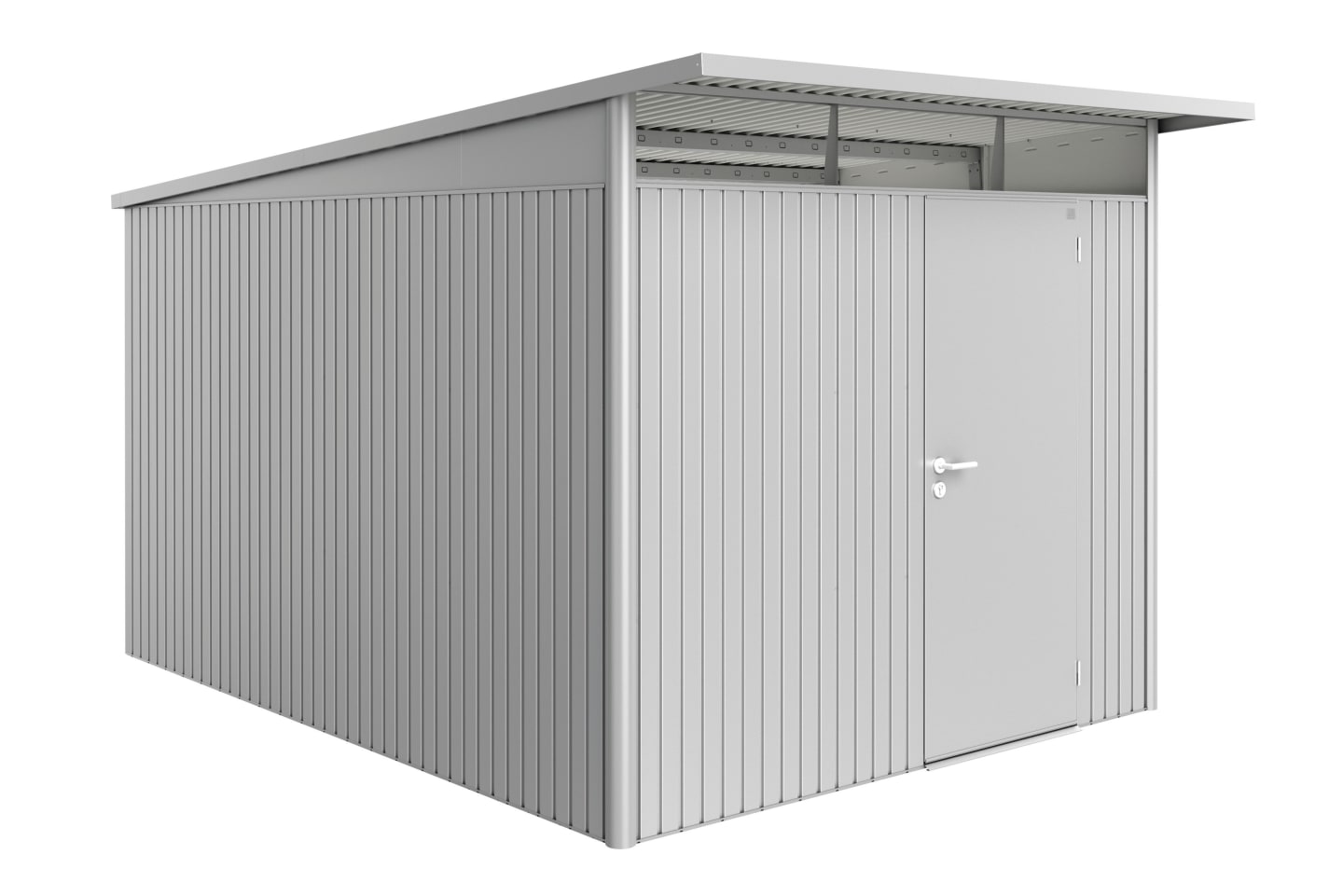 Biohort Gerätehaus AvantGarde mit Pultdach A8 260 x 380 cm silber; metallic Standardtür