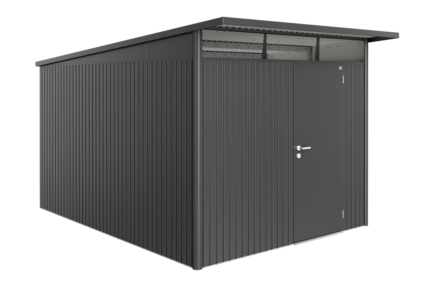 Biohort Gerätehaus AvantGarde mit Pultdach A8 260 x 380 cm dunkelgrau; metallic Standardtür