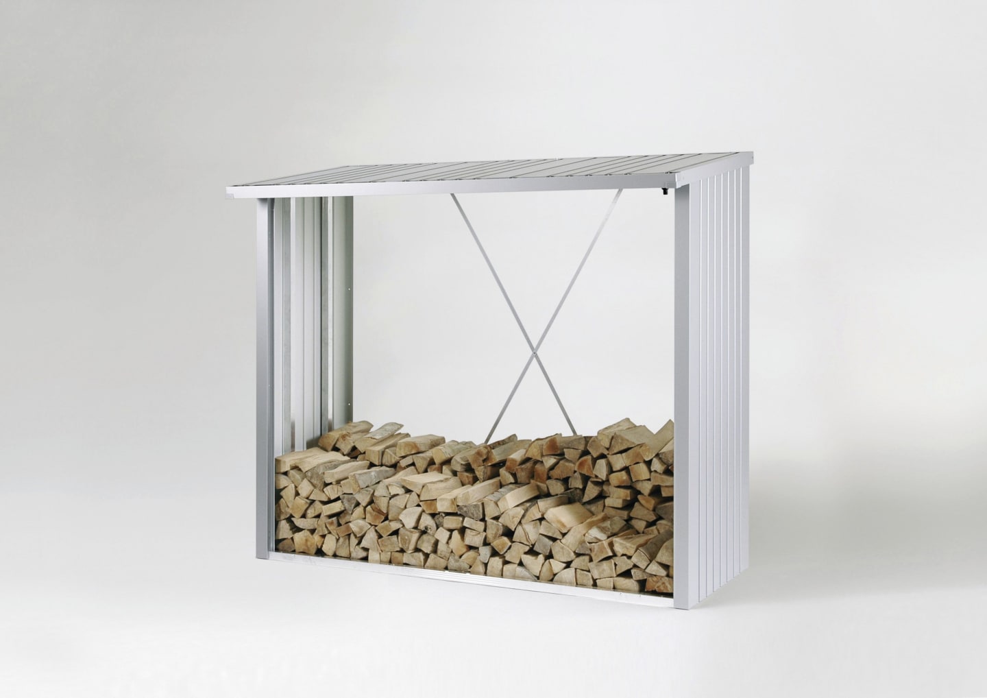 Biohort Brennholzunterstand Woodstock 230 229 x 102 cm silber; metallic zur Aufbewahrung von Holz