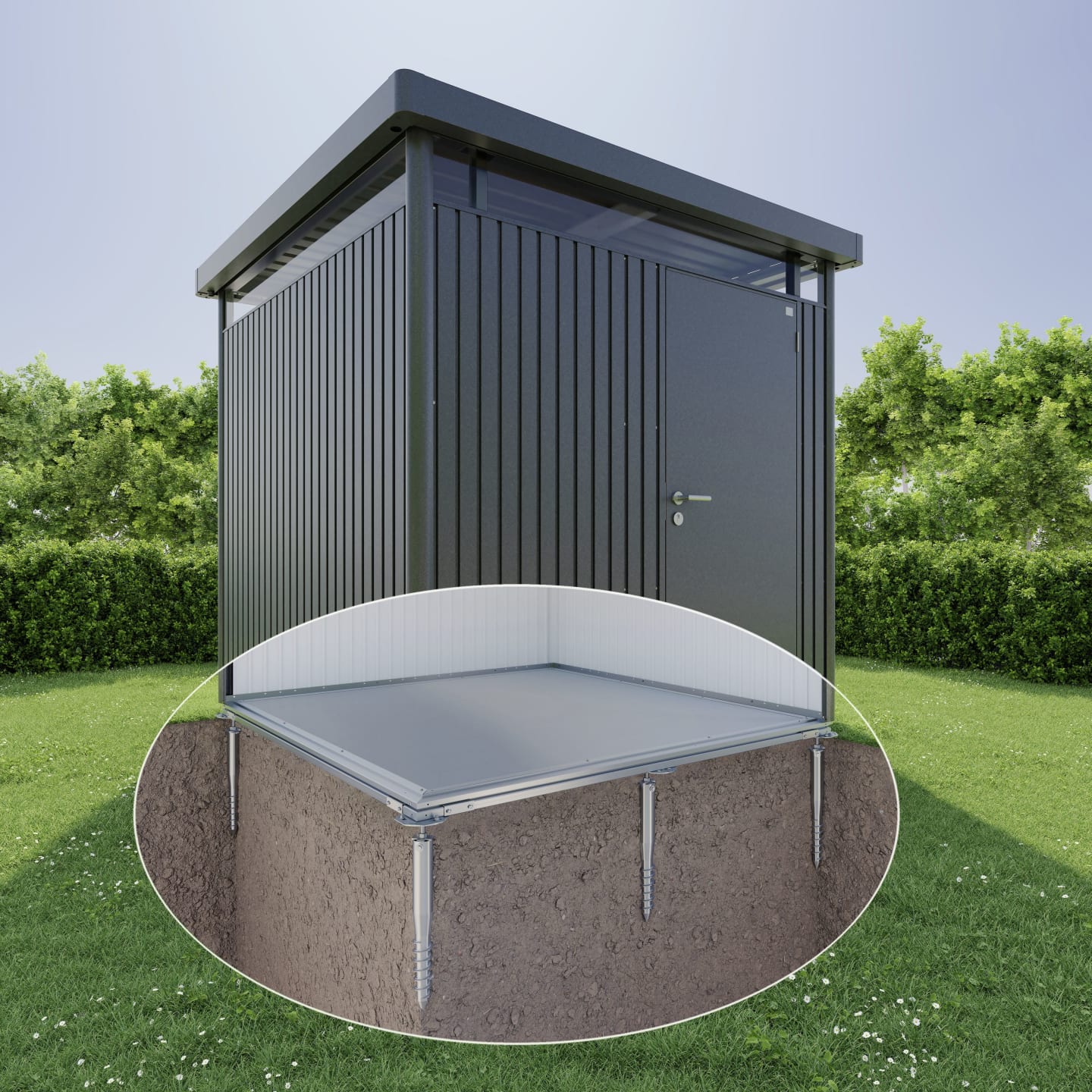 Biohort SmartBase Plus Schraubfundament SmartBase Plus HighLine 252 x 212 cm silber; metallic