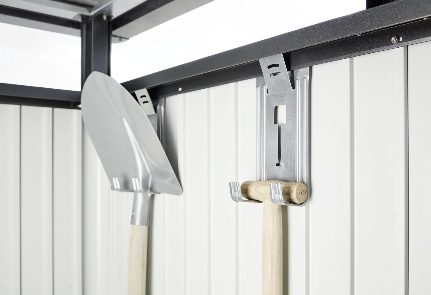 Biohort Gerätehalter 4 St. 13 x 9,5 cm silber Gartengerätehalter, Besenhalter Wand
