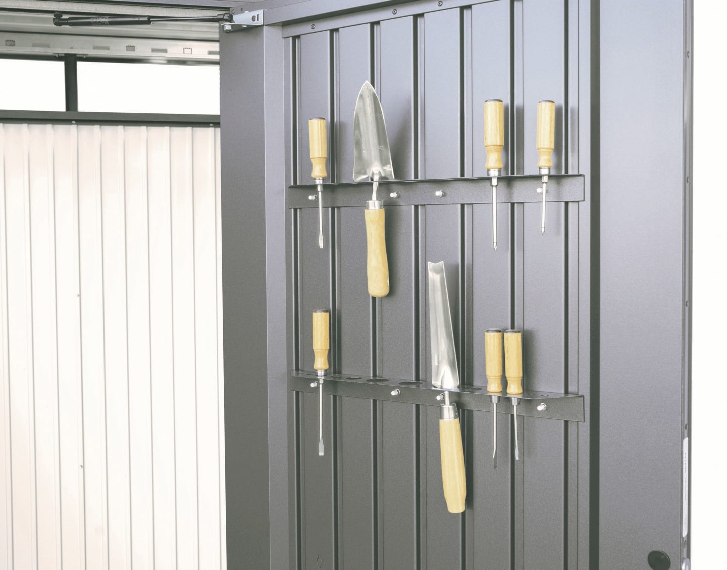 Biohort Werkzeughalter für Tür 51,6 x 3,5 cm dunkelgrau; metallic Werkzeughalterung Wand
