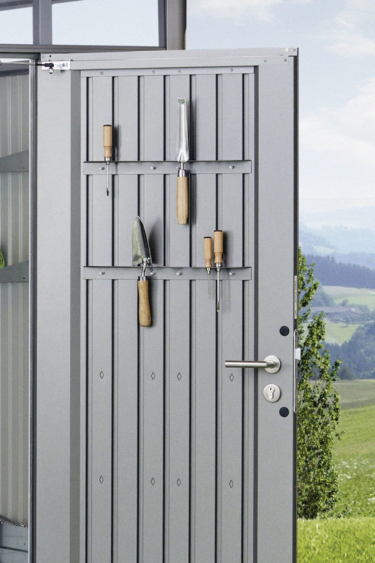 Biohort Werkzeughalter für Tür 51,6 x 3,5 cm quarz-grau; metallic Werkzeughalterung Wand