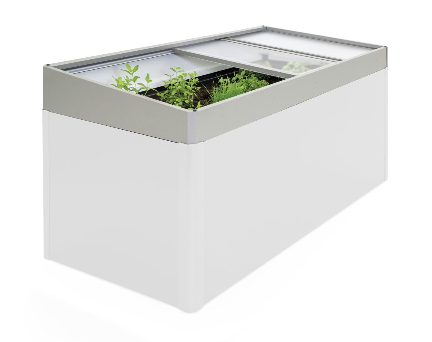 Biohort Frühbeetaufsatz für Hochbeet 2x1 200 x 101 cm quarz-grau; metallic
