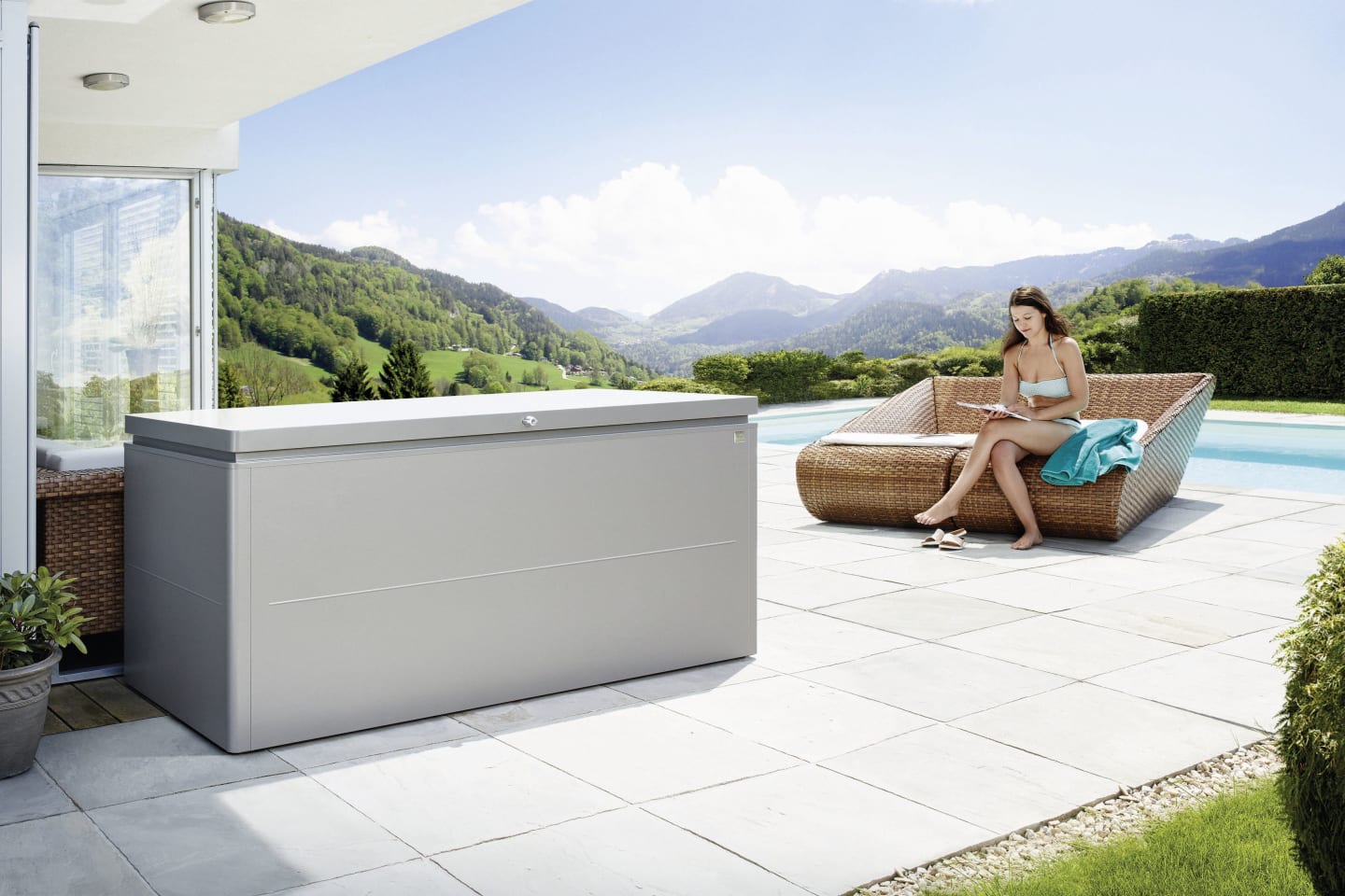 Biohort Gartenbox 200 200 x 85 cm quarz-grau; metallic Aufgewahrungsbox Garten