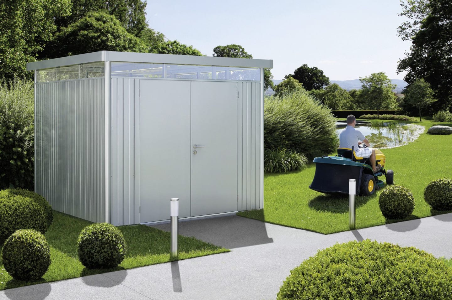 Biohort Gerätehaus HighLine H4 275 x 275 cm silber; metallic Doppeltür