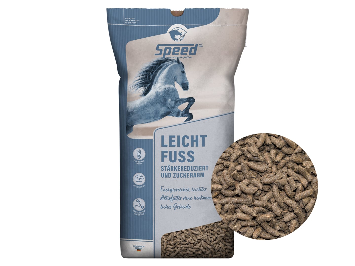 SPEED Leicht Fuss energiereiches, eiweißreiches, getreidefreies Müsli für Pferde 20 kg Sack