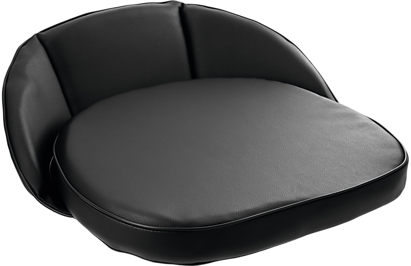 Sitzkissen, schwarz, Kunstleder, 1-teilig mit 20 cm Rücken, Riemenbefestigung