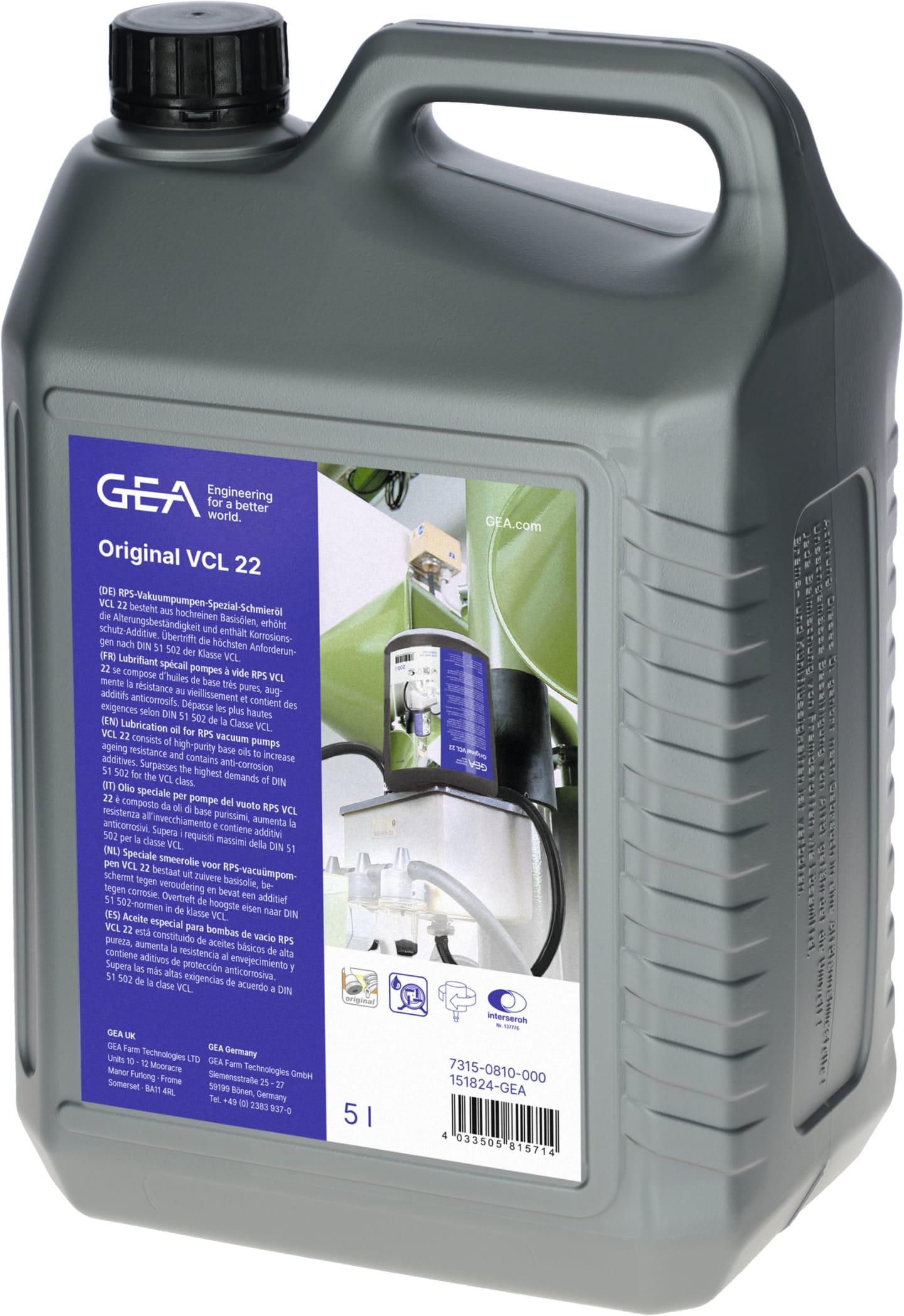GEA Vakuumpumpenöl "VCL 22" 5 l, 151824-GEA