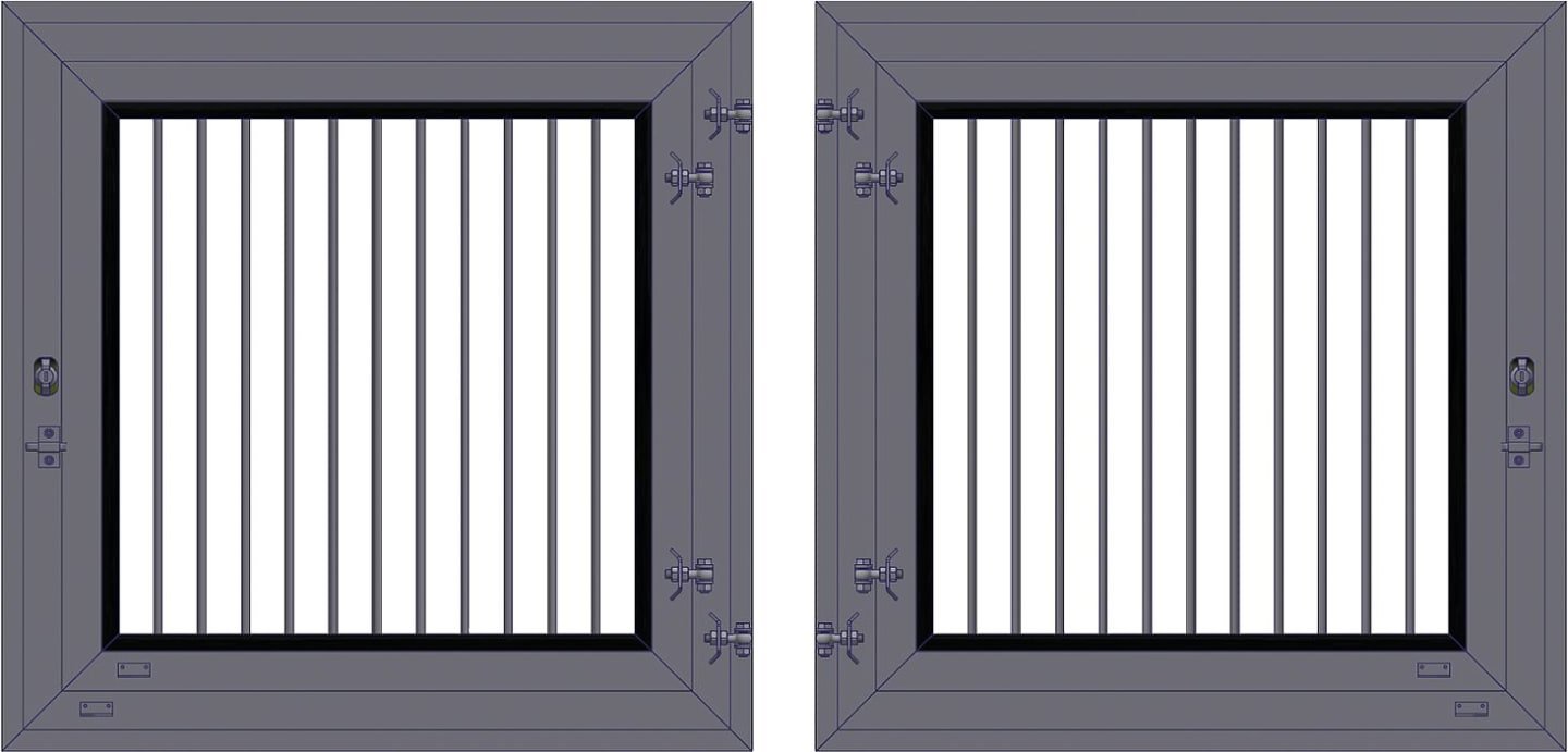 Growi® Stallfenster 1.000 x 1.000 mm, mit Innengitterrahmen und Doppel-Drehfunktion