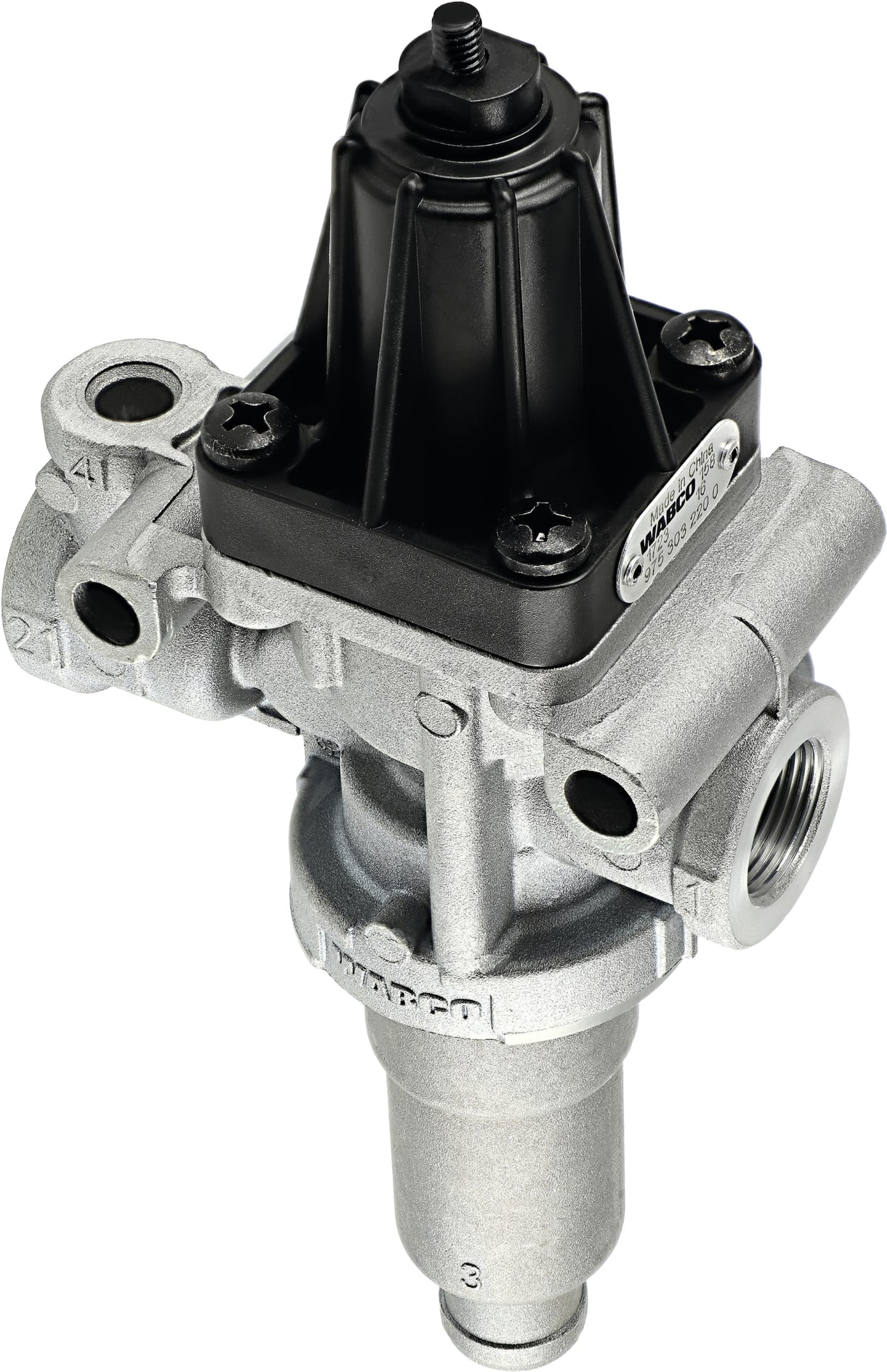 Wabco Druckregler, Abschaltdruck 16,0 - 0,5 bar, ohne Reifenfüllanschluss, mit Geräuschdämpfer, Neuteil, 975 303 220 0