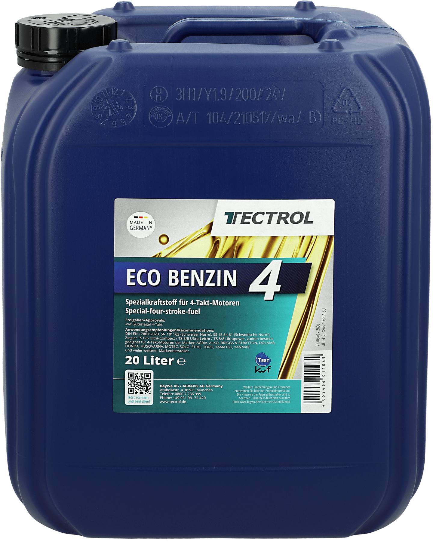 TECTROL ECO BENZIN 4 20 l Kanister Sonderkrafstoff, Gerätebenzin, Alkylatbenzin für 4-Takt-Motoren, gebrauchsfertig, Spezialkraftstoff