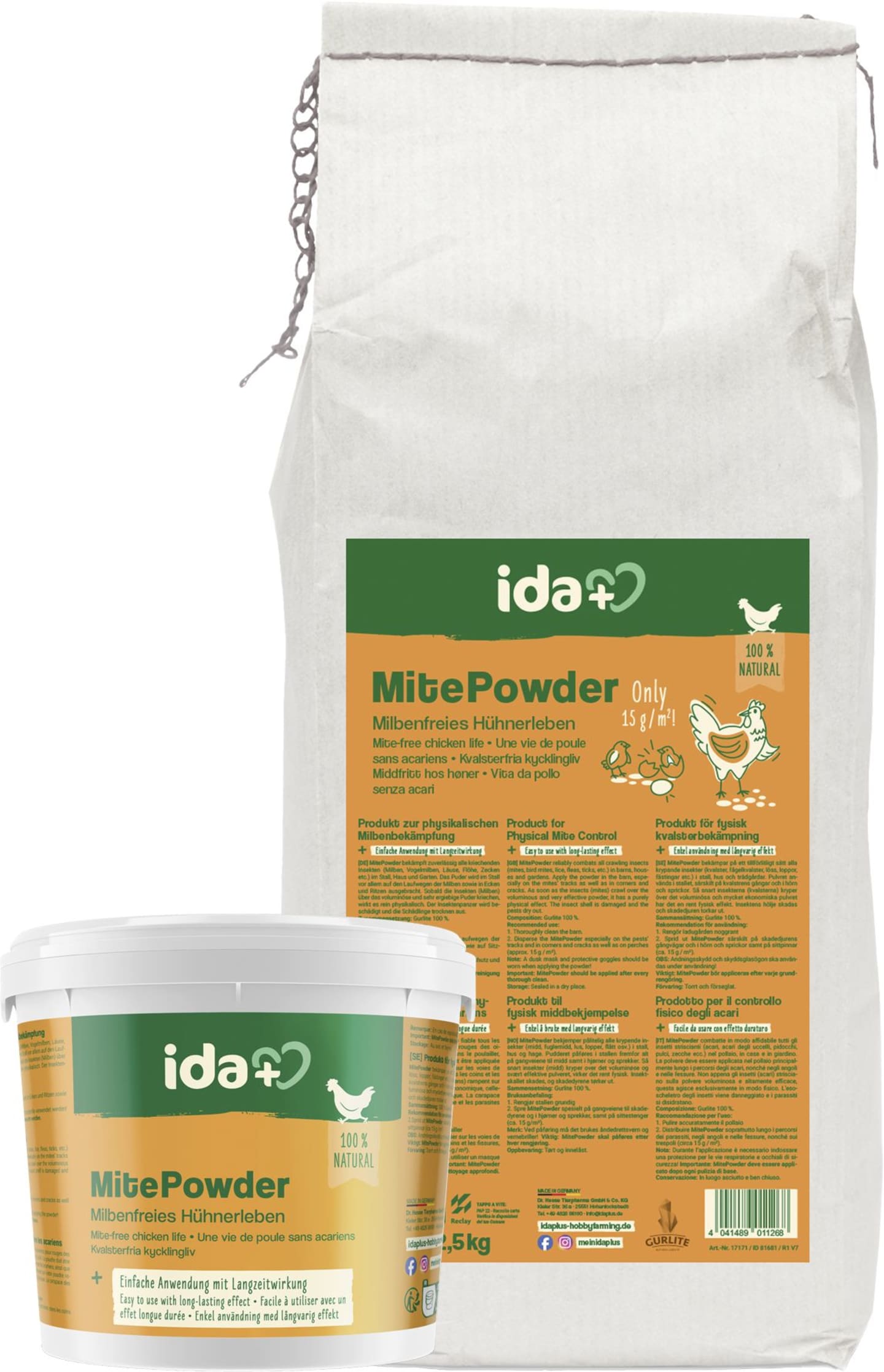 ida plus® Milbenpulver "MitePowder" für die Bekämpfung roter Vogelmilben und anderer kriechenden Insekten