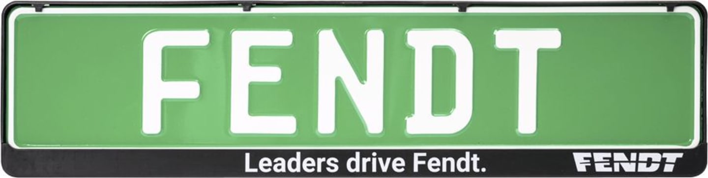 Fendt Kennzeichenhalter 520 x 115 mm, Aufdruck "Leaders drive Fendt.", X991023222000