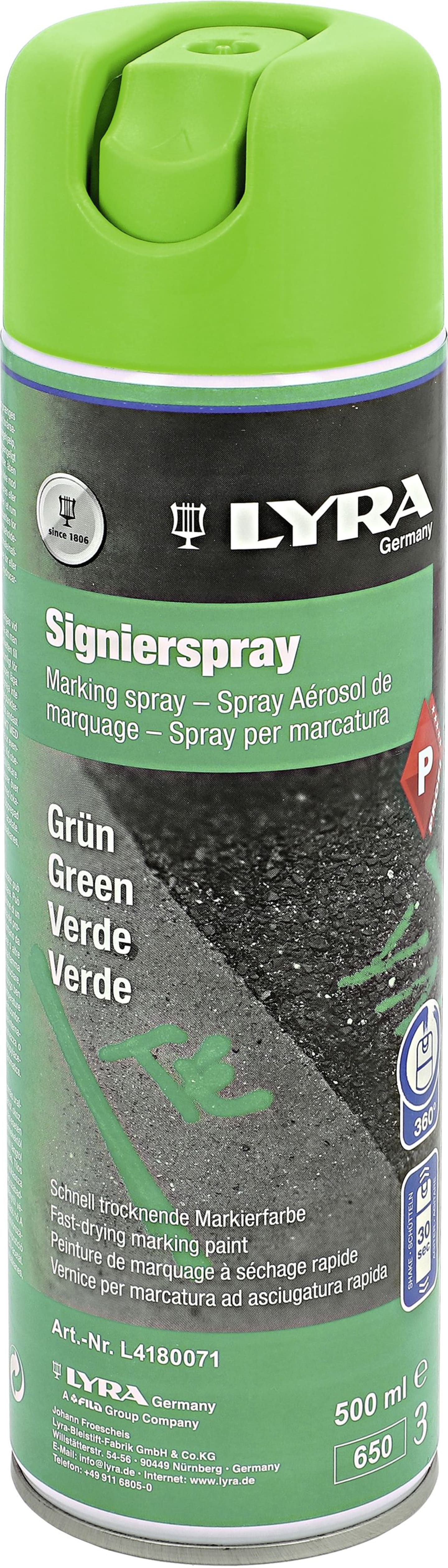 Lyra Markierungsspray grün, 500 ml, für Baum- und Holzmarkierung, 26-2360-4