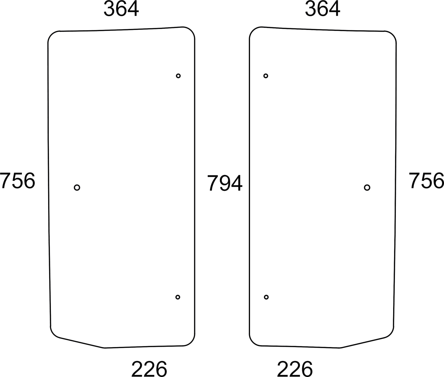 Eckscheibe grün, hinten links/rechts, für Traktor Massey Ferguson 4700, 5700, 5M